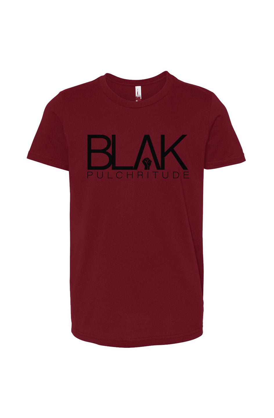 Kids’ cardinal BLVK PULCHRITUDE t-shirt with front branding