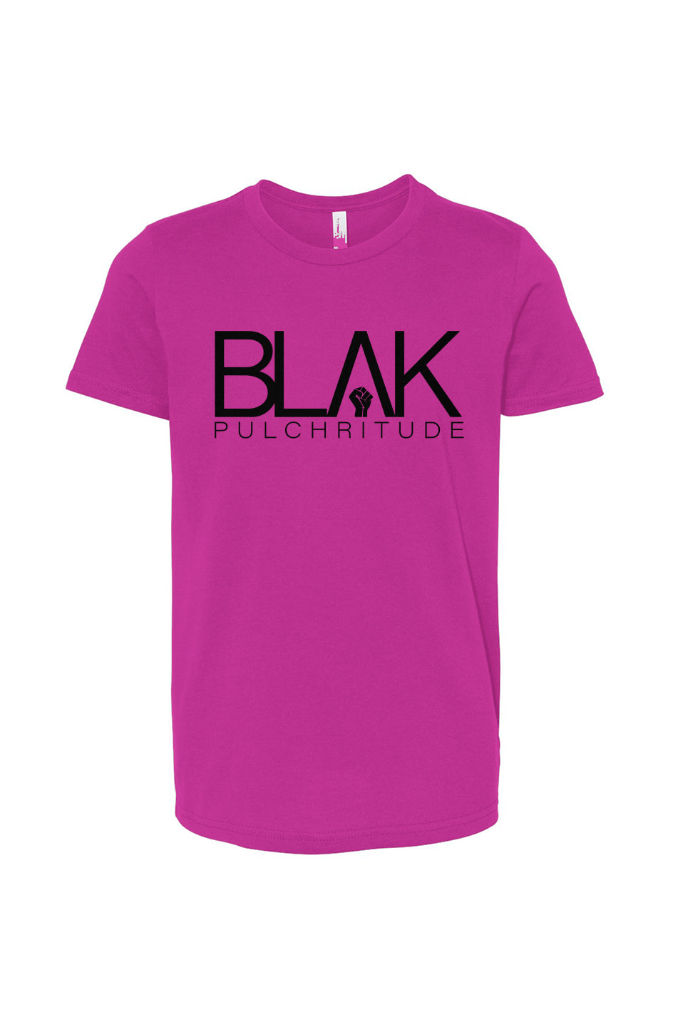 Kids’ berry pink BLVK PULCHRITUDE t-shirt with front branding