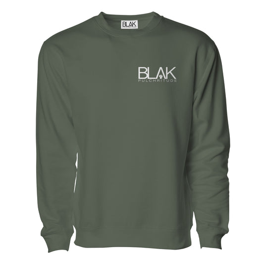 Olive green BLVK PULCHRITUDE small logo crewneck sweatshirt – The Crest Collectio