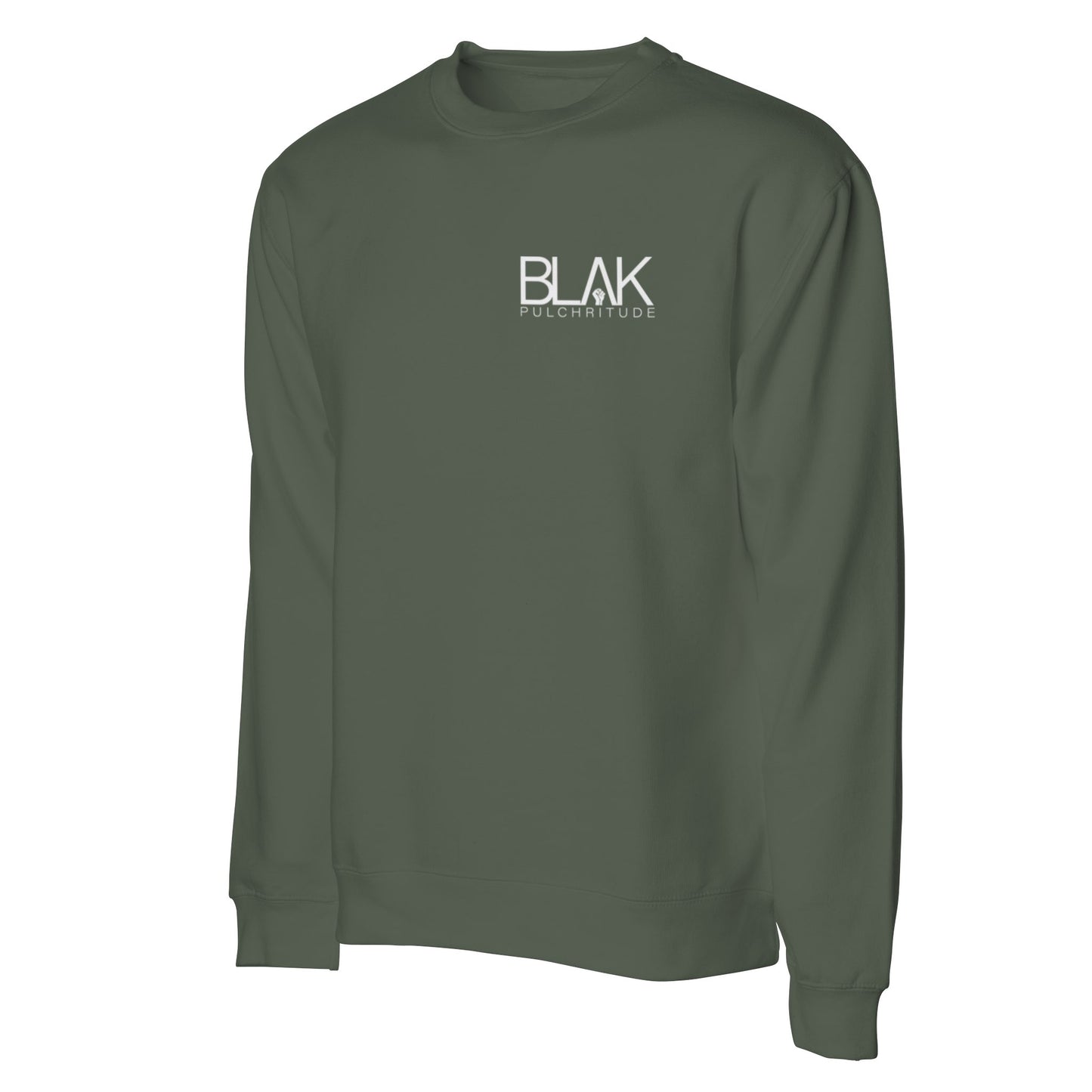 Olive green BLVK PULCHRITUDE small logo crewneck sweatshirt – The Crest Collection