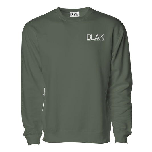 Olive BLVK Pulchritude small logo crewneck sweatshirt”